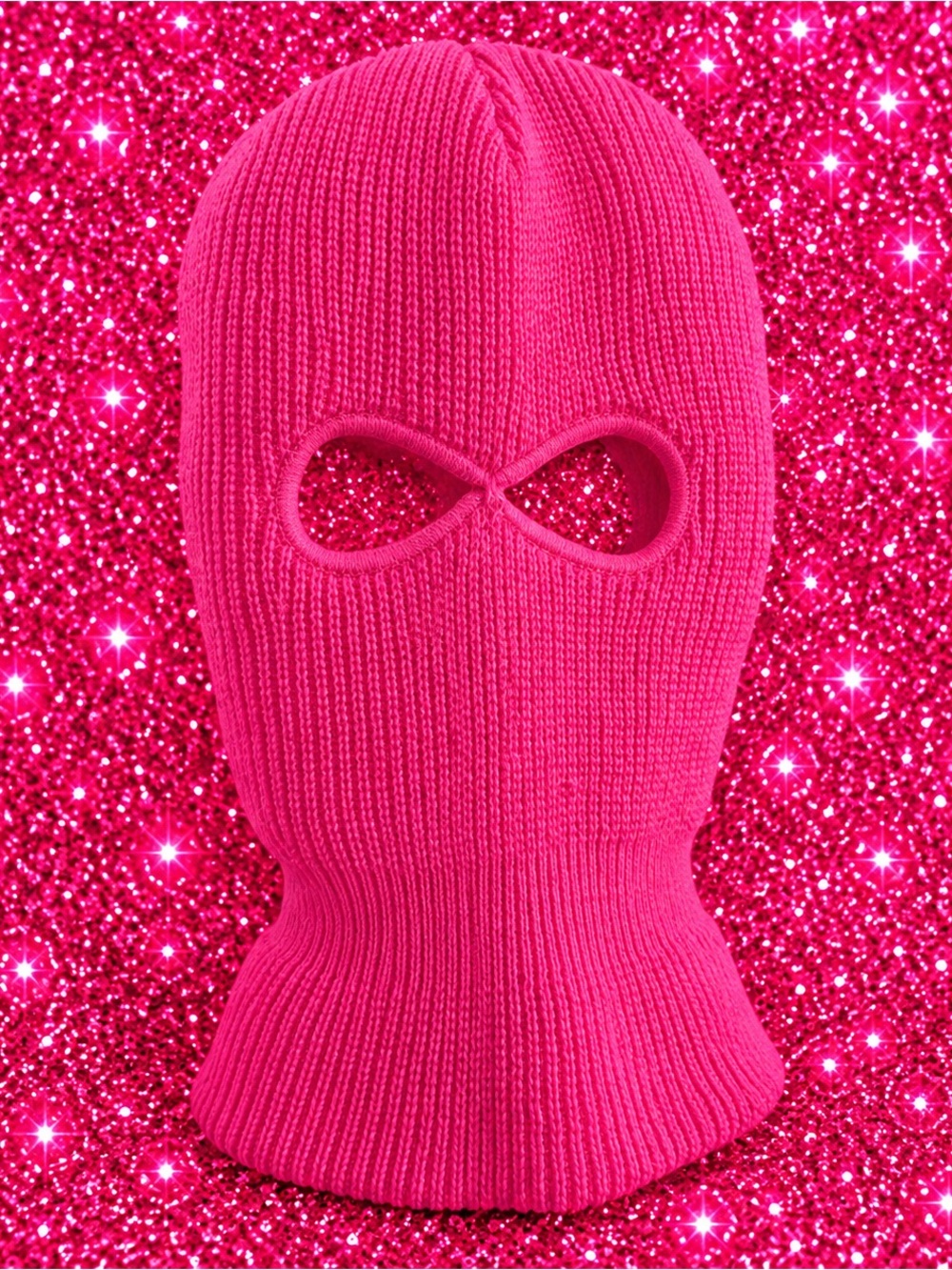 Women's Hot Pink Knit Balaclava Sweater Hat